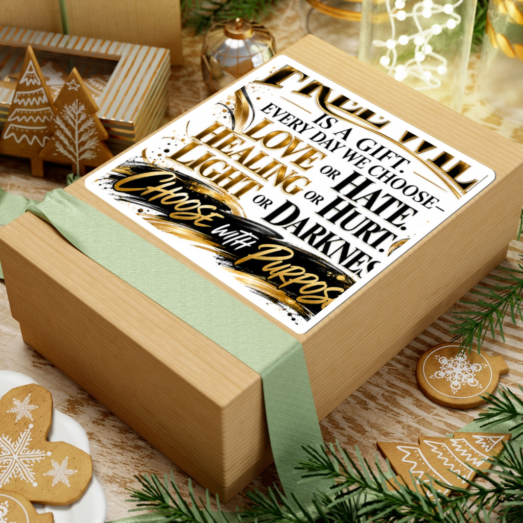 Inspirational Quote Sticker — “Choose With Purpose” Gold & Black Motivational Kiss-Cut Sticker