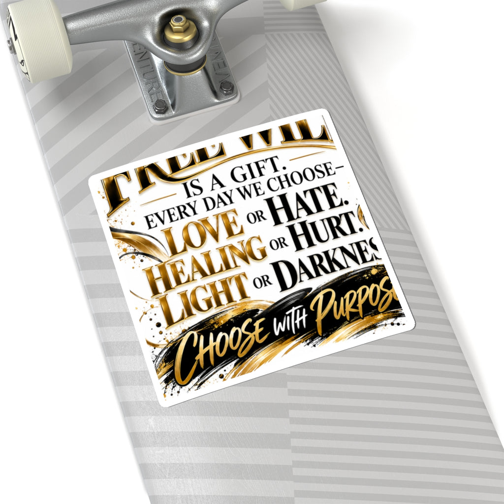 Inspirational Quote Sticker — “Choose With Purpose” Gold & Black Motivational Kiss-Cut Sticker