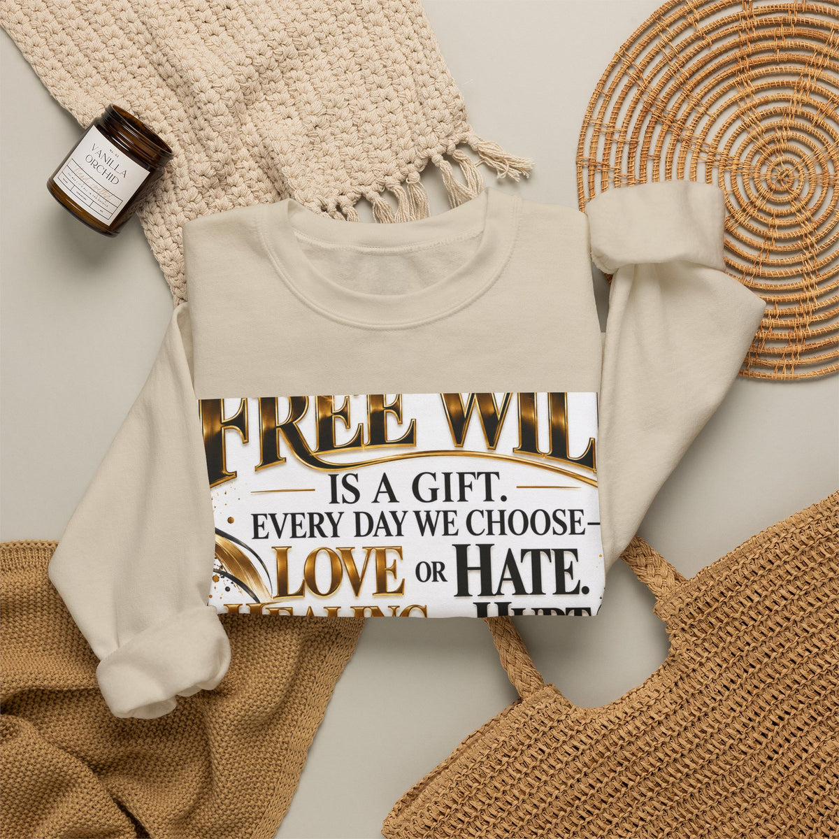 Choose with Purpose Crewneck Sweatshirt — "Free Will is a Gift" Inspirational Pullover