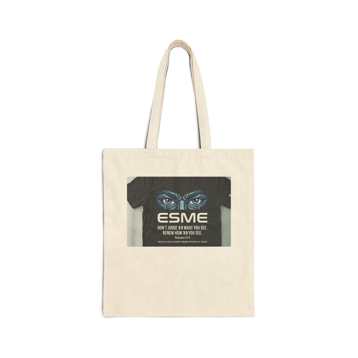 Esme Cat Eyes Tote Bag – Canvas Grocery & Book Tote with 'ESME' Graphic