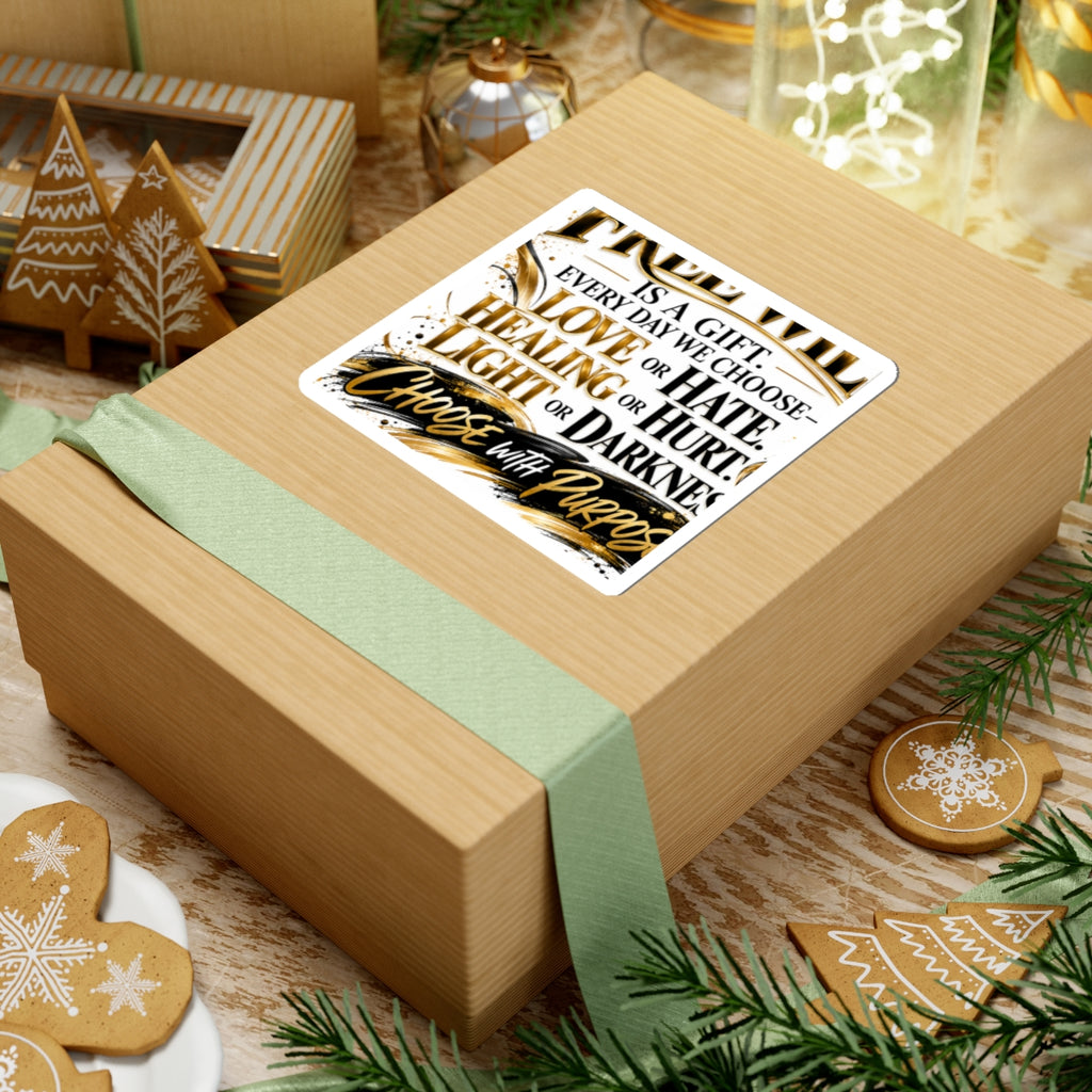 Inspirational Quote Sticker — “Choose With Purpose” Gold & Black Motivational Kiss-Cut Sticker