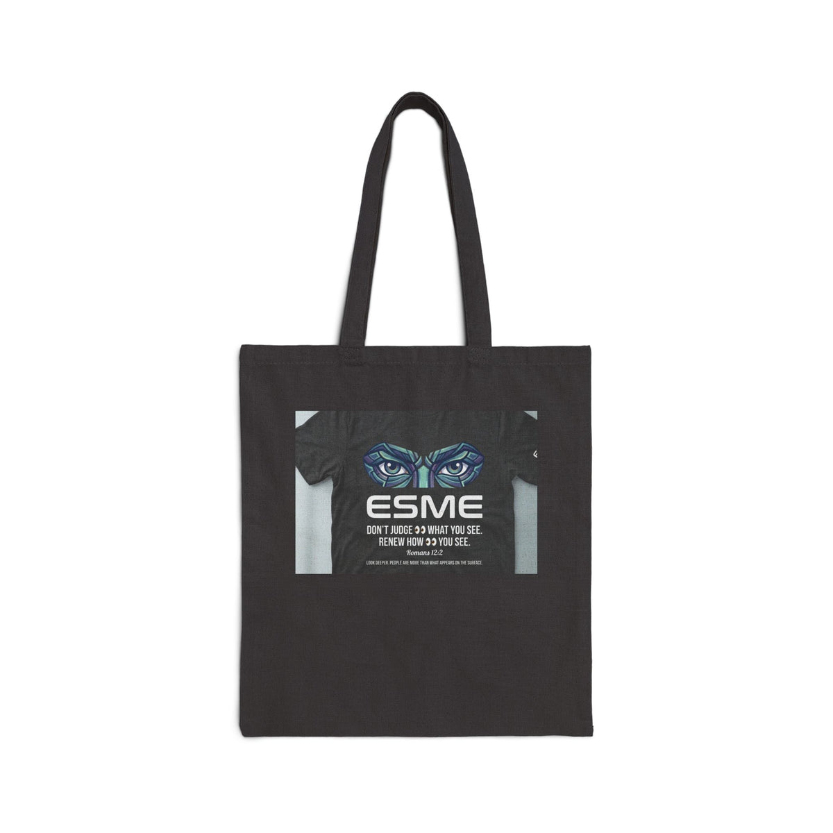 Esme Cat Eyes Tote Bag – Canvas Grocery & Book Tote with 'ESME' Graphic