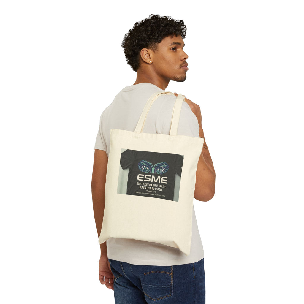 Esme Cat Eyes Tote Bag – Canvas Grocery & Book Tote with 'ESME' Graphic