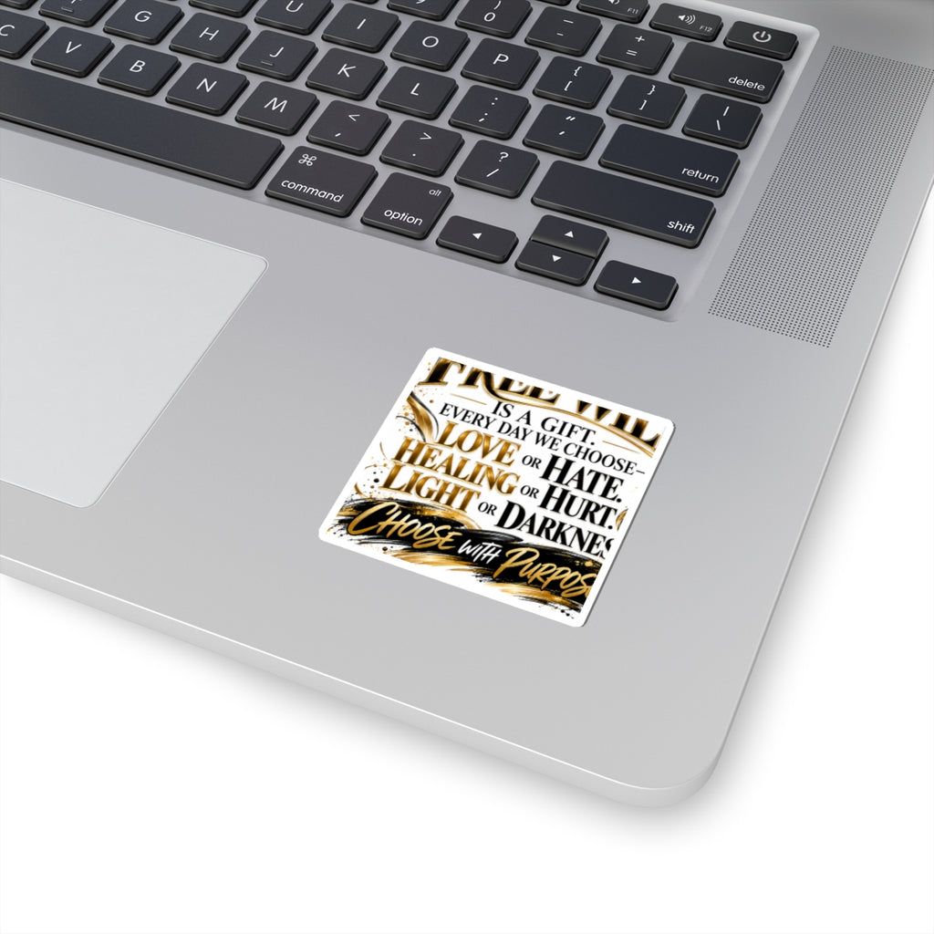 Inspirational Quote Sticker — “Choose With Purpose” Gold & Black Motivational Kiss-Cut Sticker