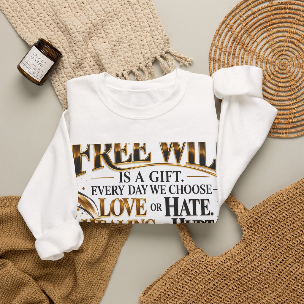 Choose with Purpose Crewneck Sweatshirt — "Free Will is a Gift" Inspirational Pullover
