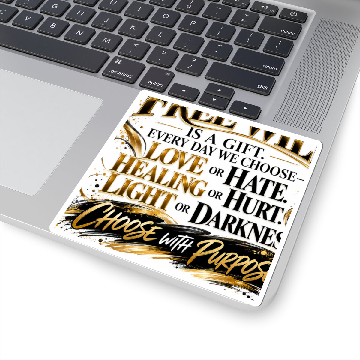 Inspirational Quote Sticker — “Choose With Purpose” Gold & Black Motivational Kiss-Cut Sticker