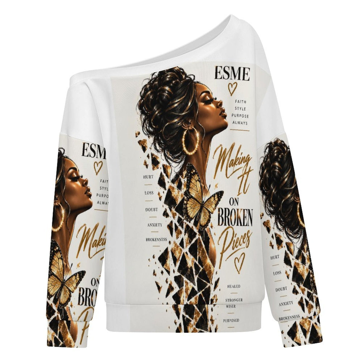 Design Women's Off-shoulder Long Sleeve Sweatshirt