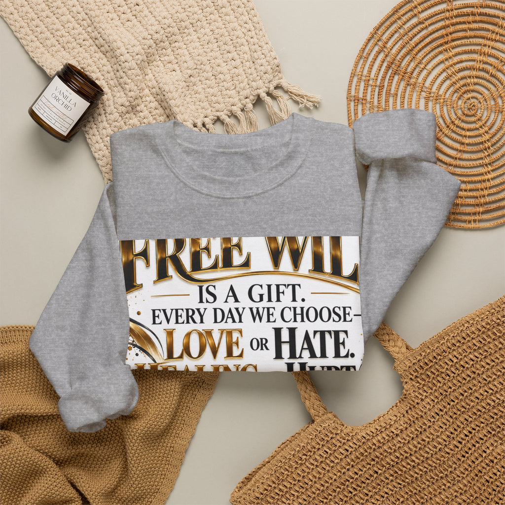 Choose with Purpose Crewneck Sweatshirt — "Free Will is a Gift" Inspirational Pullover