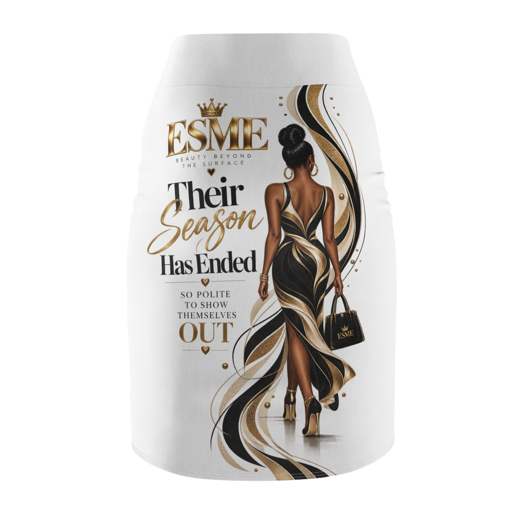 Esme 'Their Season Has Ended' Gold Swirl Pencil Skirt