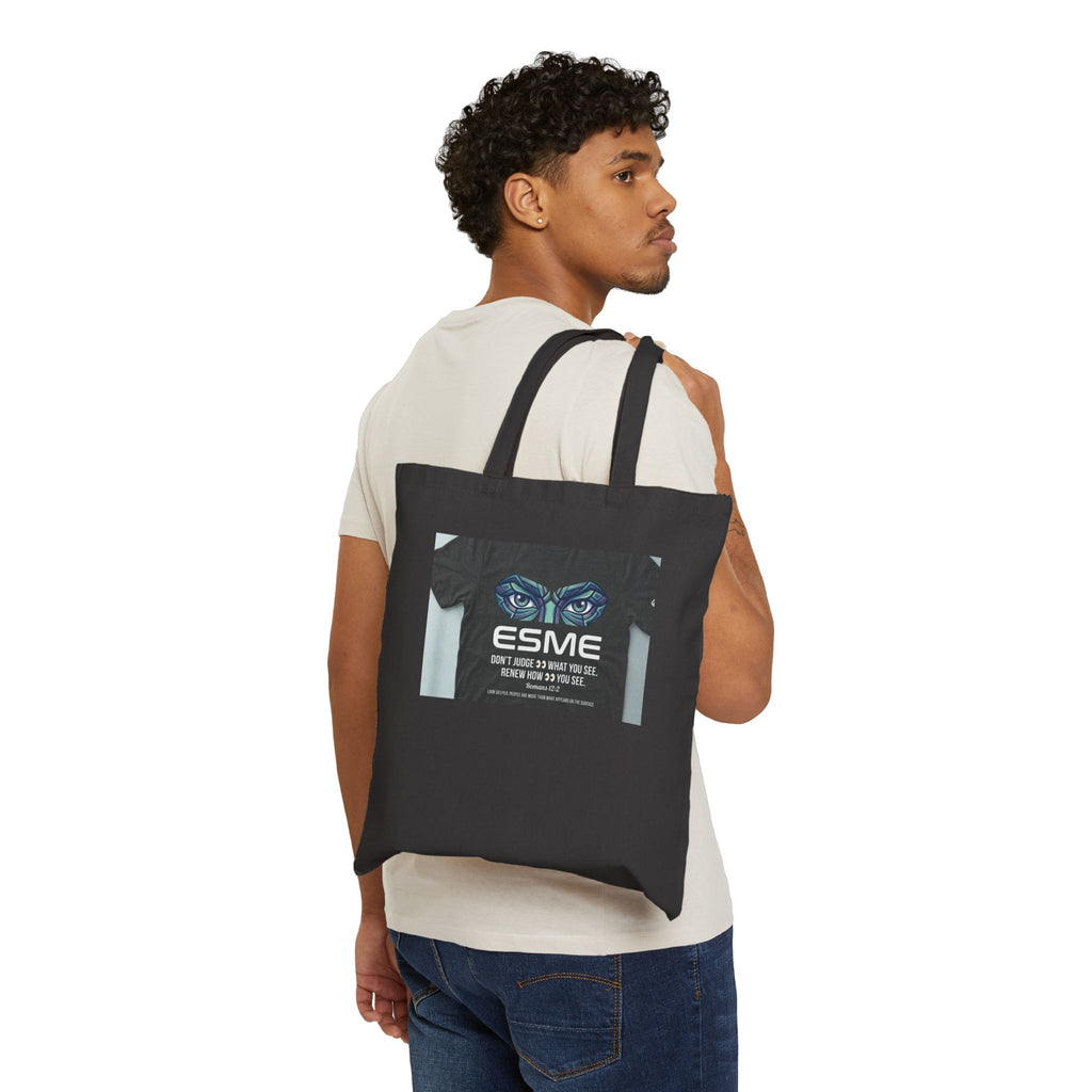 Esme Cat Eyes Tote Bag – Canvas Grocery & Book Tote with 'ESME' Graphic