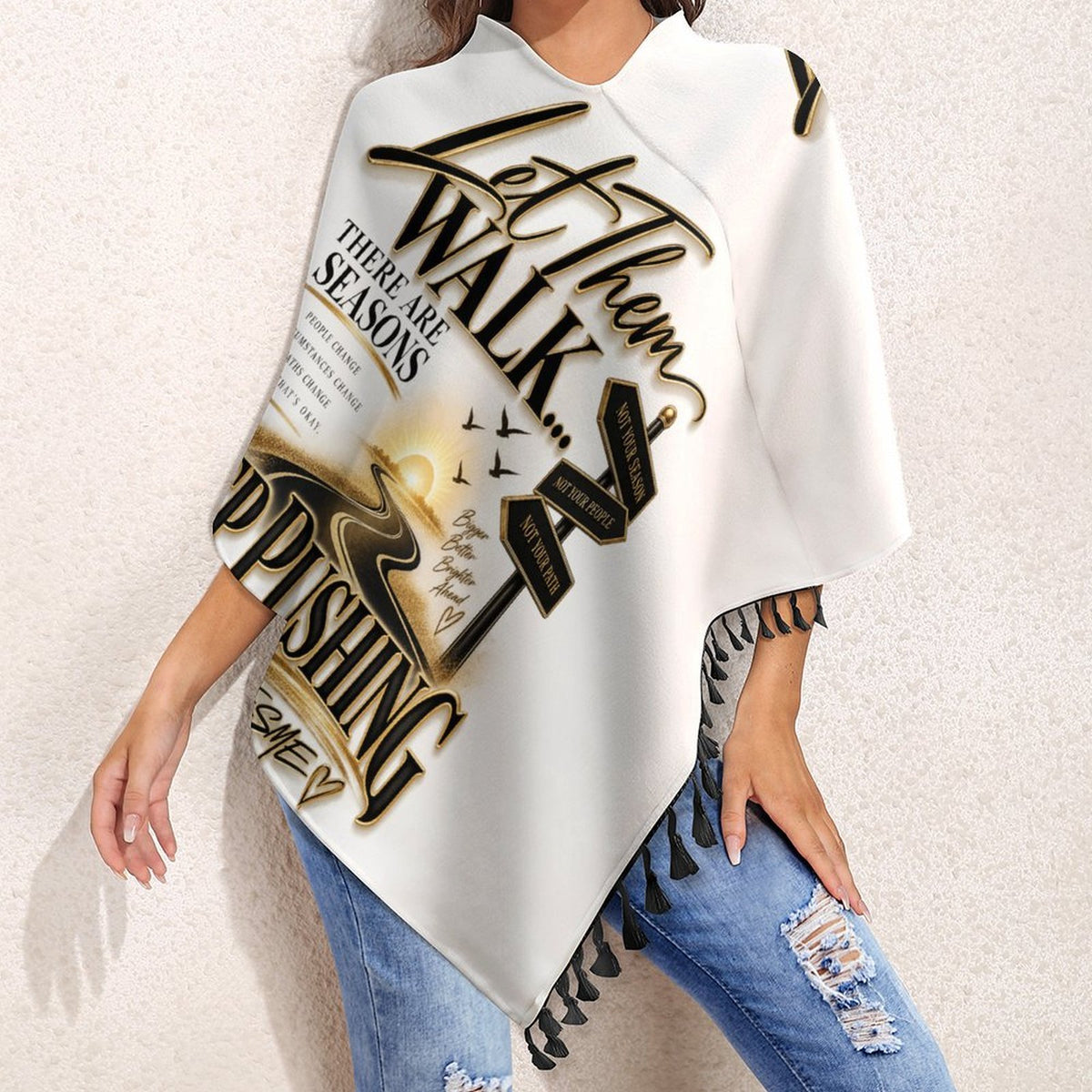 Designer Fringed Knitted Cape (MY07)