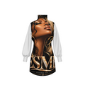 Design Turtleneck Lantern Sleeve Dress