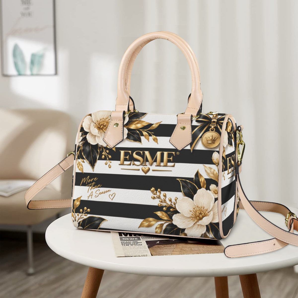 ESME Designer Bag Custom Handbag-Khaki Handle (Model 1746)