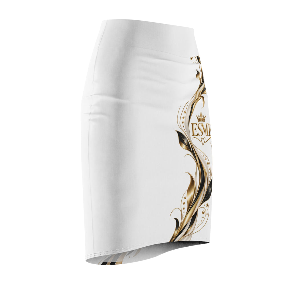 Esme 'Their Season Has Ended' Gold Swirl Pencil Skirt