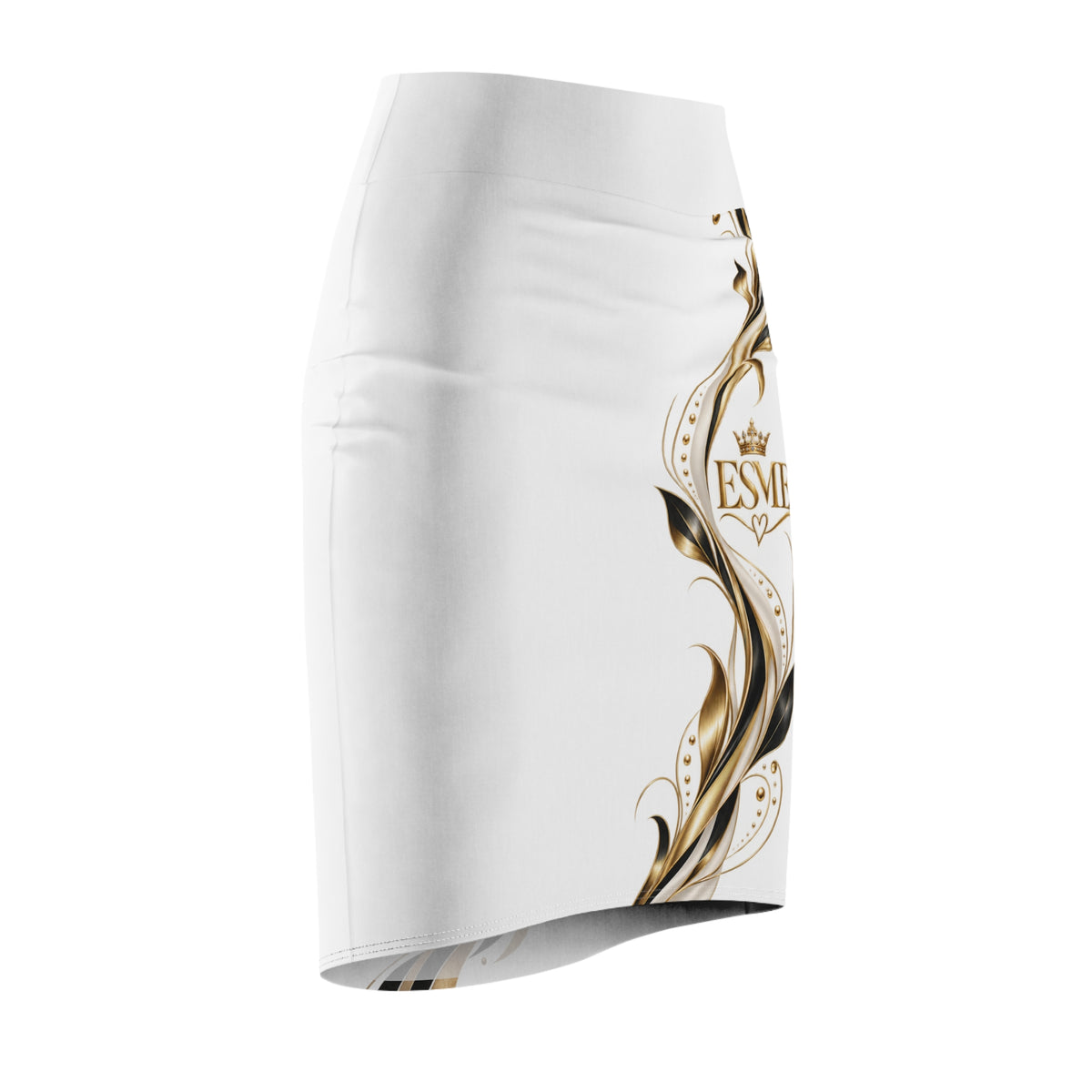 Esme 'Their Season Has Ended' Gold Swirl Pencil Skirt