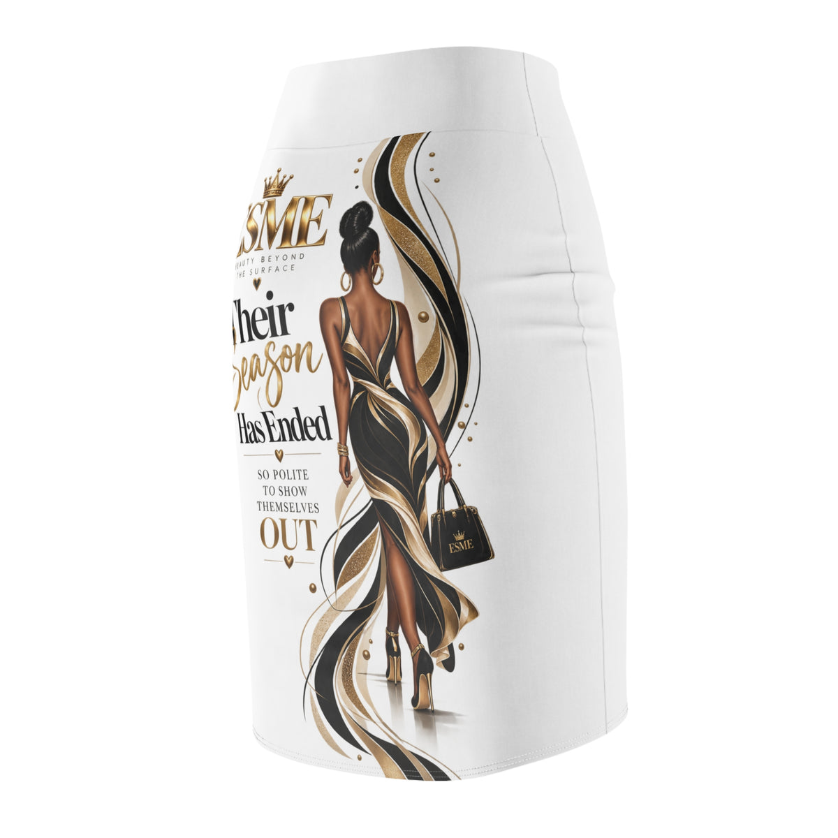 Esme 'Their Season Has Ended' Gold Swirl Pencil Skirt