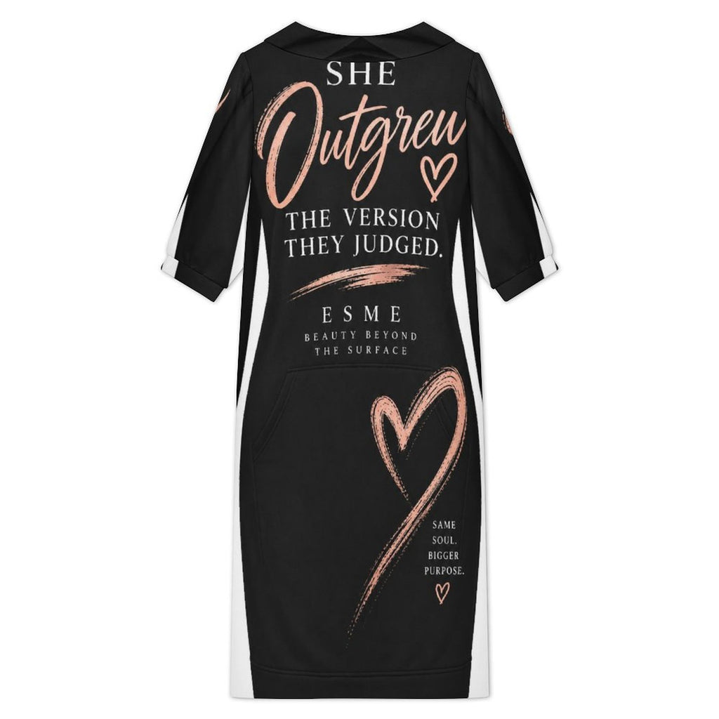 Design Women's Collar Side Slits Dress with Buttons