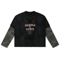 Unisex Vintage Wash Leopard Paneled Layer T-Shirt